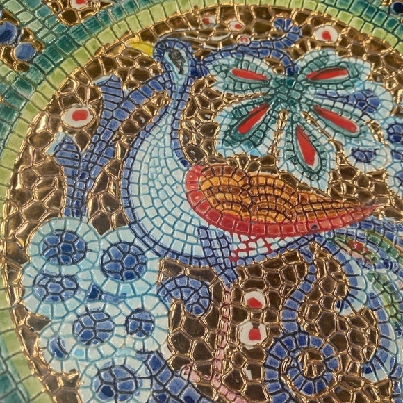 Green Plate with Peacock - Picture 1 of 9